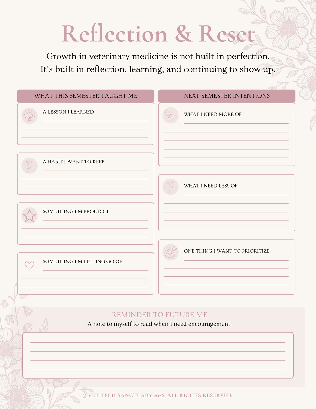 End of Semester Reflection Printable