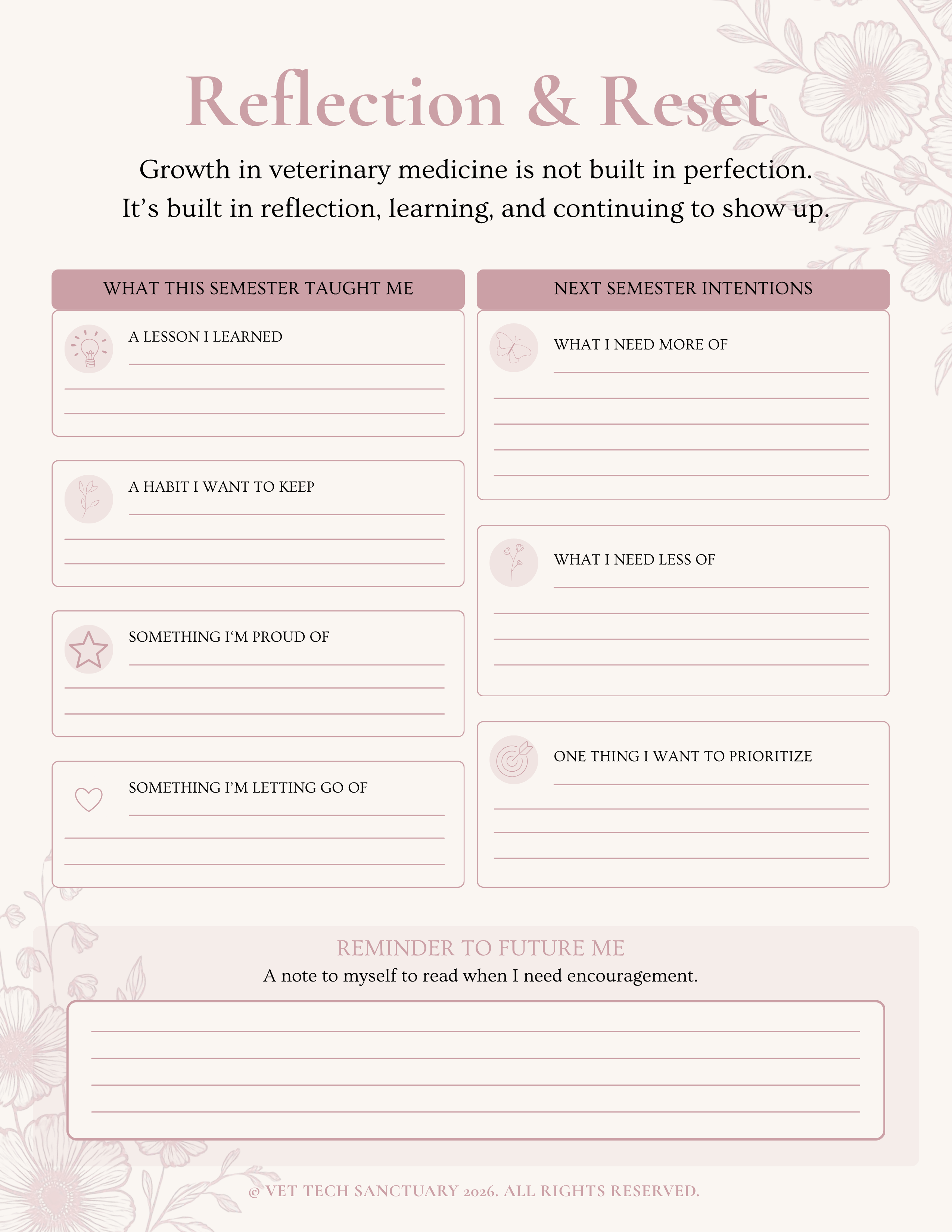 End of Semester Reflection Printable