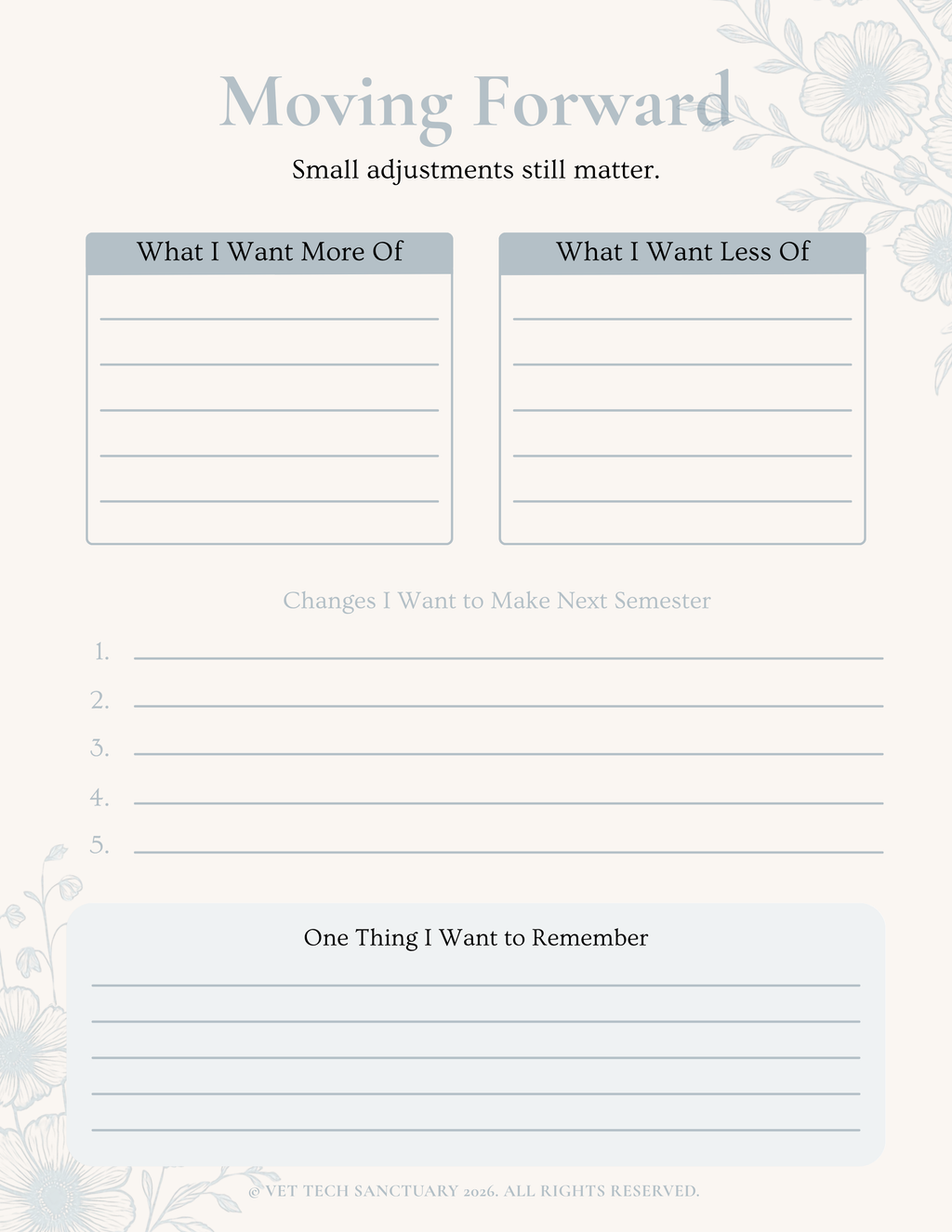 End of Semester Reflection Printable