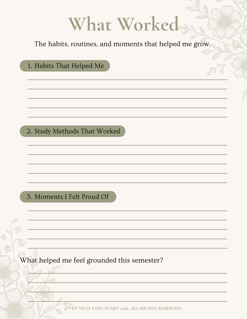 End of Semester Reflection Printable